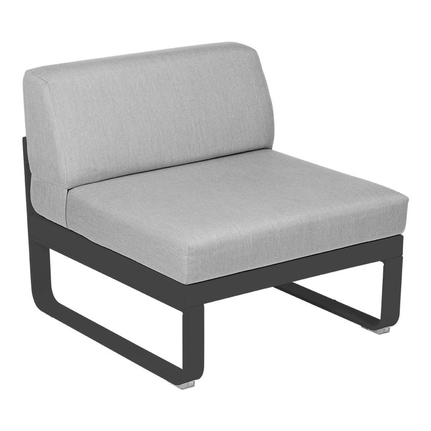 Module central BELLEVIE de Fermob, 1 place, Carbone , Coussin Gris flanelle Module central BELLEVIE de Fermob, 1 place, Carbone , Coussin Gris flanelle