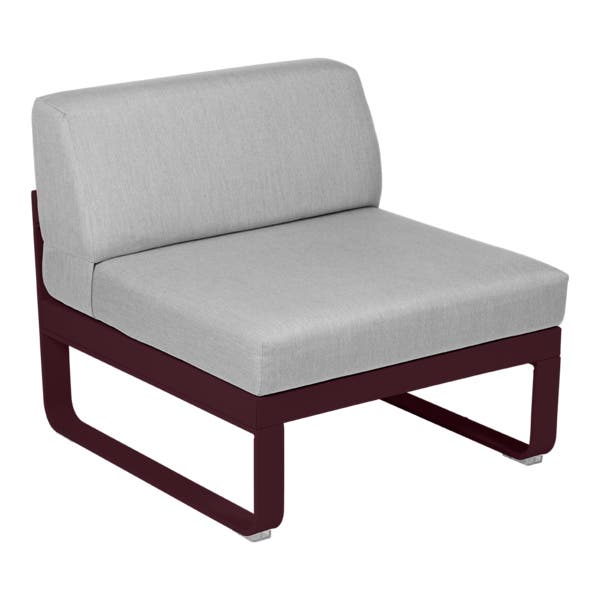 Module central BELLEVIE de Fermob, 1 place, Cerise noire, Coussin Gris flanelle Module central BELLEVIE de Fermob, 1 place, Cerise noire, Coussin Gris flanelle