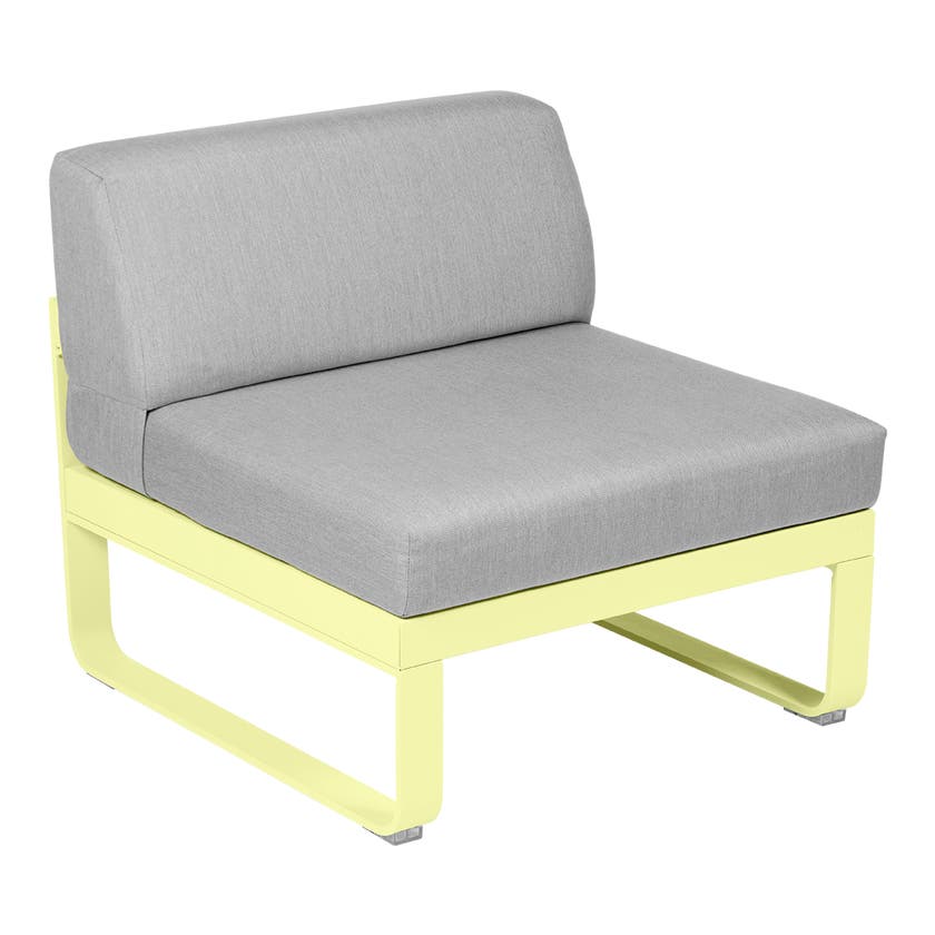 Module central BELLEVIE de Fermob, 1 place, Citron givré, Coussin Gris flanelle Module central BELLEVIE de Fermob, 1 place, Citron givré, Coussin Gris flanelle