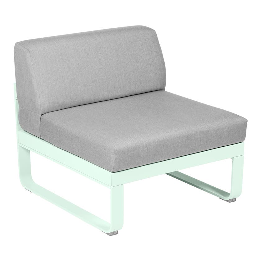 Module central BELLEVIE de Fermob, 1 place, Menthe glaciale, Coussin Gris flanelle Module central BELLEVIE de Fermob, 1 place, Menthe glaciale, Coussin Gris flanelle
