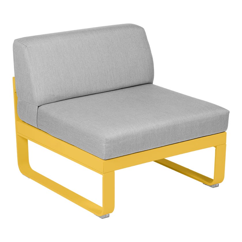 Module central BELLEVIE de Fermob, 1 place, Miel, Coussin Gris flanelle Module central BELLEVIE de Fermob, 1 place, Miel, Coussin Gris flanelle