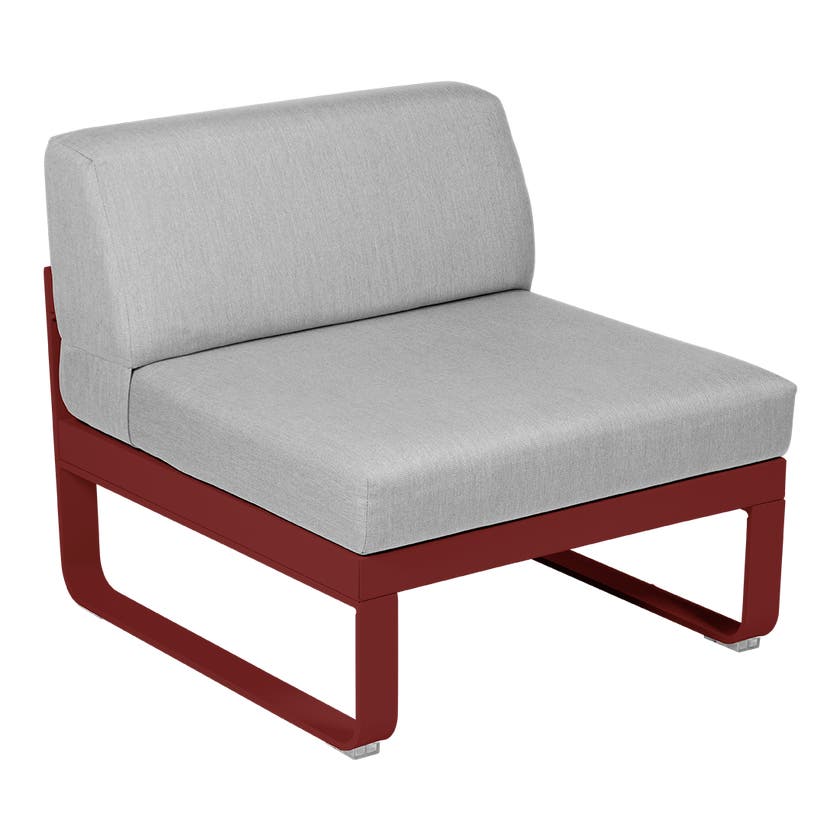 Module central BELLEVIE de Fermob, 1 place, Piment, Coussin Gris flanelle Module central BELLEVIE de Fermob, 1 place, Piment, Coussin Gris flanelle