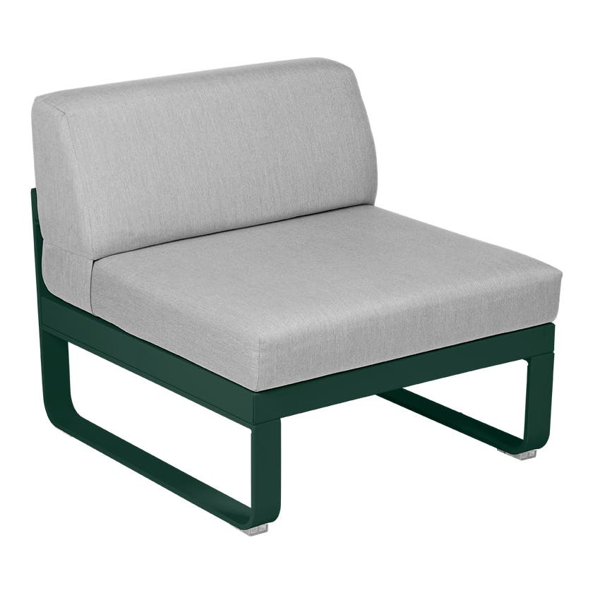 Module central BELLEVIE de Fermob, 1 place, Vert cèdre, Coussin Gris flanelle Module central BELLEVIE de Fermob, 1 place, Vert cèdre, Coussin Gris flanelle