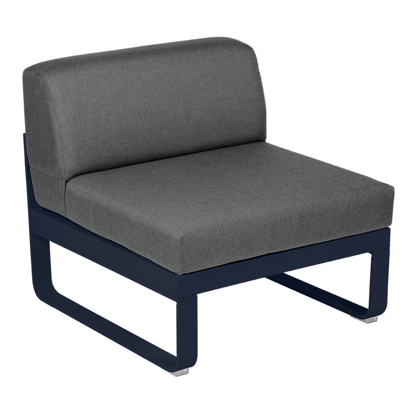 Module central BELLEVIE de Fermob, 1 place, Bleu abysse, coussin gris graphite Module central BELLEVIE de Fermob, 1 place, Bleu abysse, coussin gris graphite