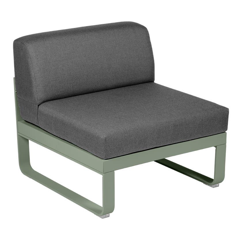 Module central BELLEVIE de Fermob, 1 place, Cactus, coussin gris graphite Module central BELLEVIE de Fermob, 1 place, Cactus, coussin gris graphite