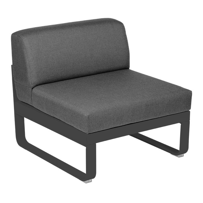 Module central BELLEVIE de Fermob, 1 place, Carbone , coussin gris graphite Module central BELLEVIE de Fermob, 1 place, Carbone , coussin gris graphite