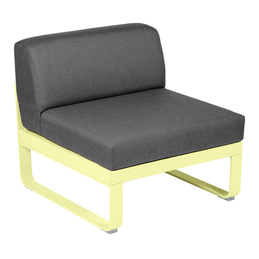 Module central BELLEVIE de Fermob, 1 place, Citron givré, coussin gris graphite Module central BELLEVIE de Fermob, 1 place, Citron givré, coussin gris graphite