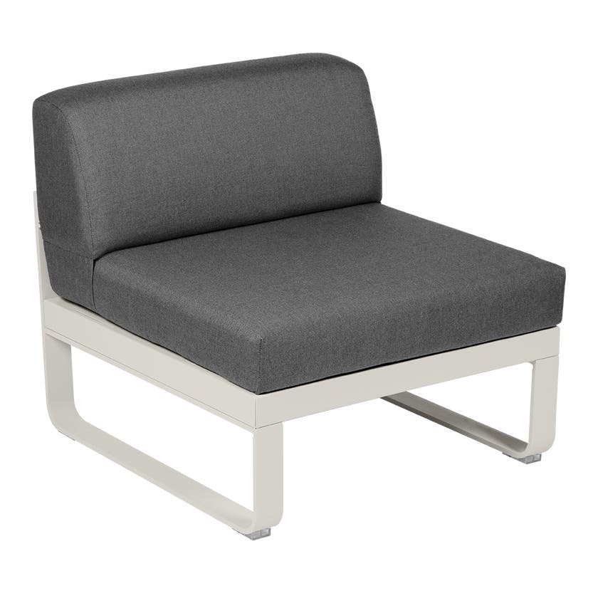 Module central BELLEVIE de Fermob, 1 place, Gris argile, coussin gris graphite Module central BELLEVIE de Fermob, 1 place, Gris argile, coussin gris graphite