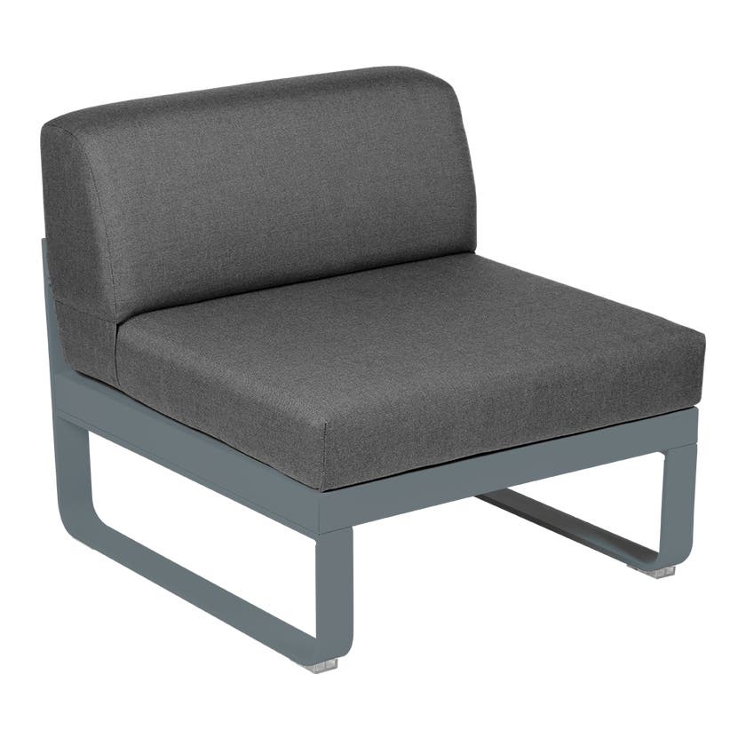 Module central BELLEVIE de Fermob, 1 place, Gris orage, coussin gris graphite Module central BELLEVIE de Fermob, 1 place, Gris orage, coussin gris graphite