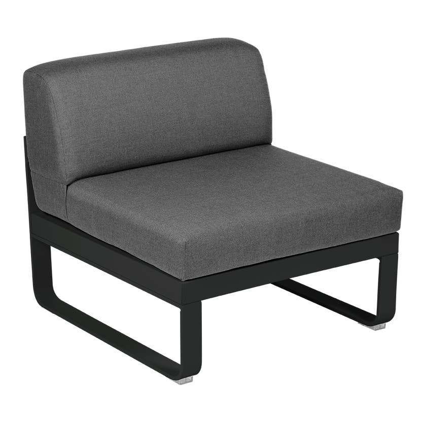 Module central BELLEVIE de Fermob, 1 place, Réglisse, coussin gris graphite Module central BELLEVIE de Fermob, 1 place, Réglisse, coussin gris graphite