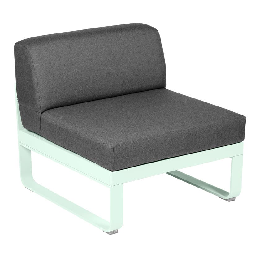 Module central BELLEVIE de Fermob, 1 place, Menthe glaciale, coussin gris graphite Module central BELLEVIE de Fermob, 1 place, Menthe glaciale, coussin gris graphite