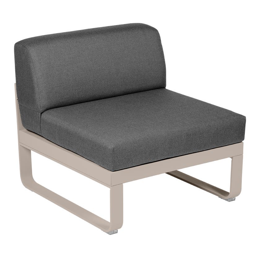 Module central BELLEVIE de Fermob, 1 place, Muscade, coussin gris graphite Module central BELLEVIE de Fermob, 1 place, Muscade, coussin gris graphite