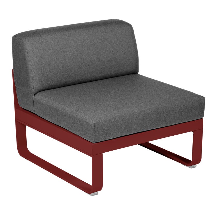 Module central BELLEVIE de Fermob, 1 place, Piment, coussin gris graphite Module central BELLEVIE de Fermob, 1 place, Piment, coussin gris graphite