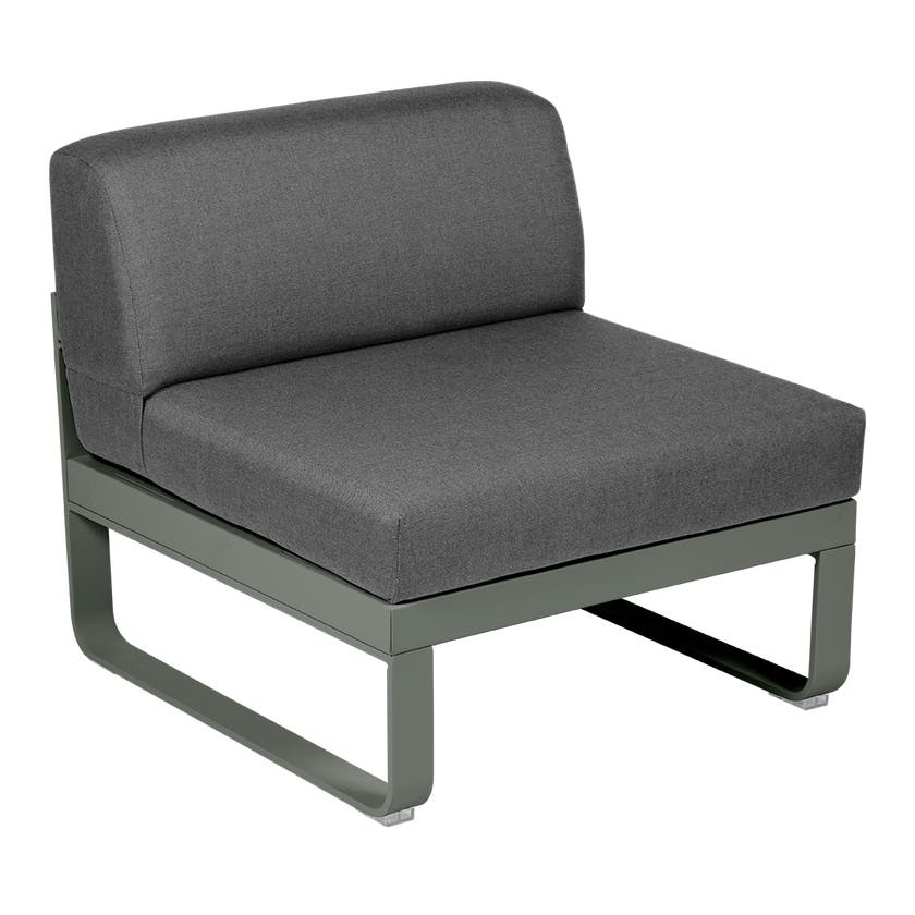 Module central BELLEVIE de Fermob, 1 place, Romarin, coussin gris graphite Module central BELLEVIE de Fermob, 1 place, Romarin, coussin gris graphite