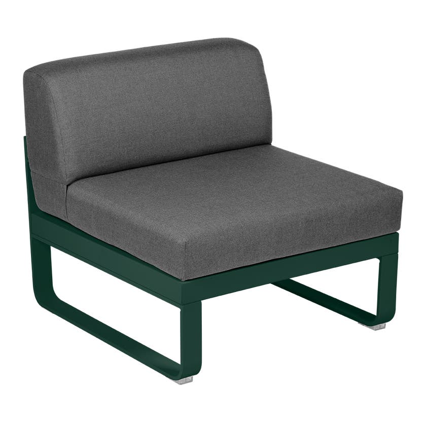 Module central BELLEVIE de Fermob, 1 place, Vert cèdre, coussin gris graphite Module central BELLEVIE de Fermob, 1 place, Vert cèdre, coussin gris graphite