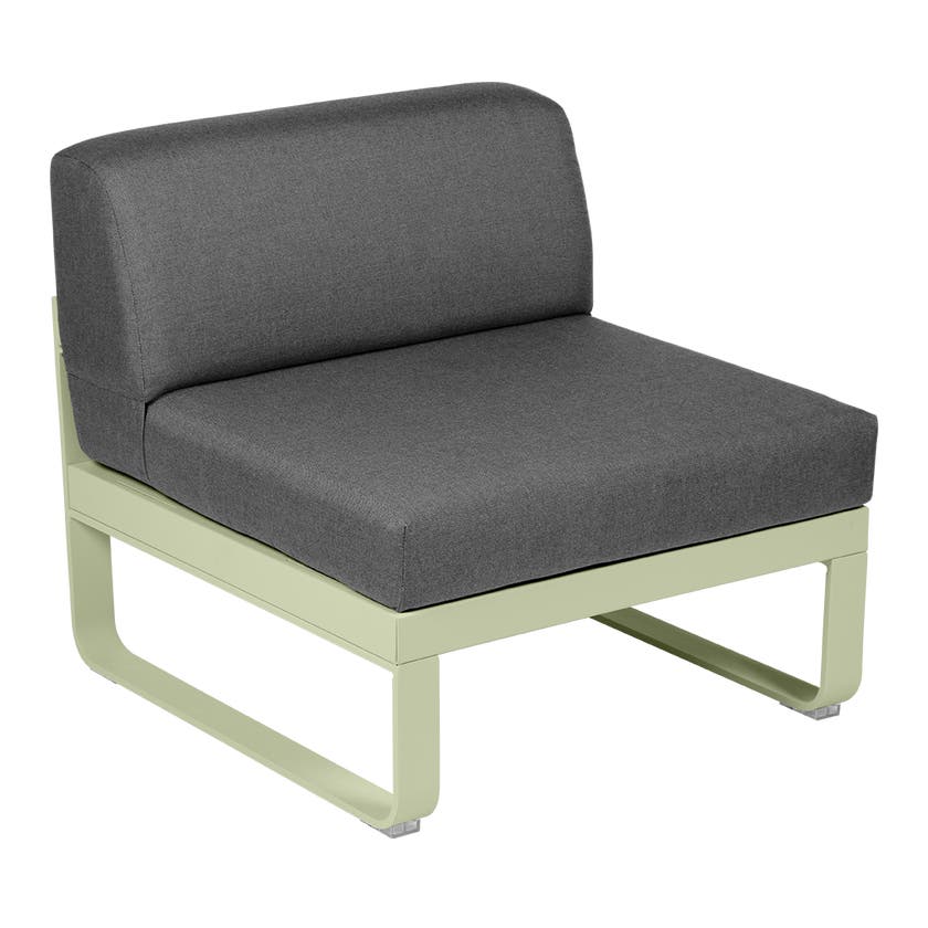 Module central BELLEVIE de Fermob, 1 place, Tilleul, coussin gris graphite Module central BELLEVIE de Fermob, 1 place, Tilleul, coussin gris graphite