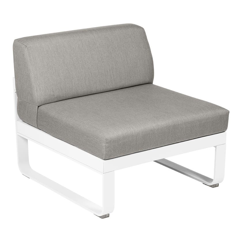 Module central BELLEVIE de Fermob, 1 place, Blanc coton, Coussin Taupe grisé Module central BELLEVIE de Fermob, 1 place, Blanc coton, Coussin Taupe grisé