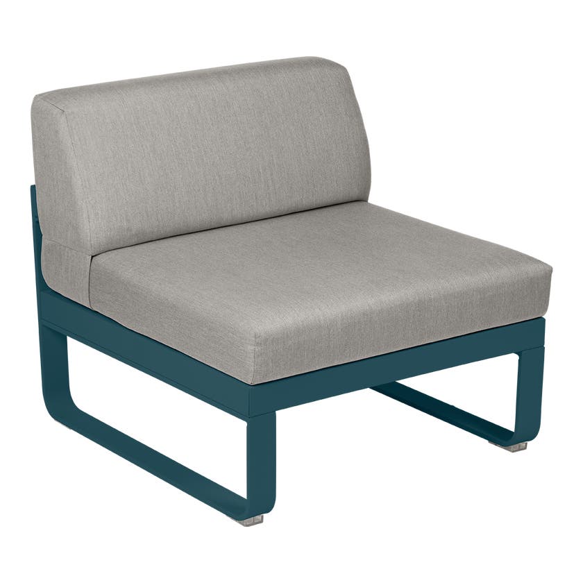 Module central BELLEVIE de Fermob, 1 place, Bleu acapulco, Coussin Taupe grisé Module central BELLEVIE de Fermob, 1 place, Bleu acapulco, Coussin Taupe grisé