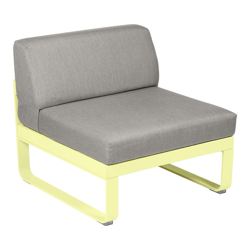 Module central BELLEVIE de Fermob, 1 place, Citron givré, Coussin Taupe grisé Module central BELLEVIE de Fermob, 1 place, Citron givré, Coussin Taupe grisé