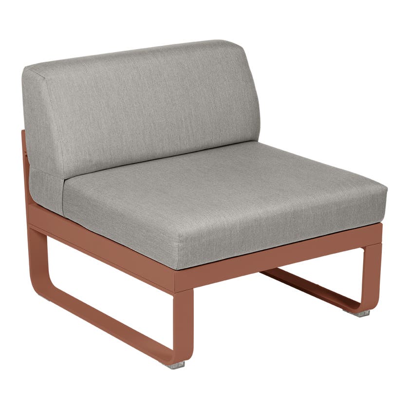 Module central BELLEVIE de Fermob, 1 place, Ocre rouge, Coussin Taupe grisé Module central BELLEVIE de Fermob, 1 place, Ocre rouge, Coussin Taupe grisé