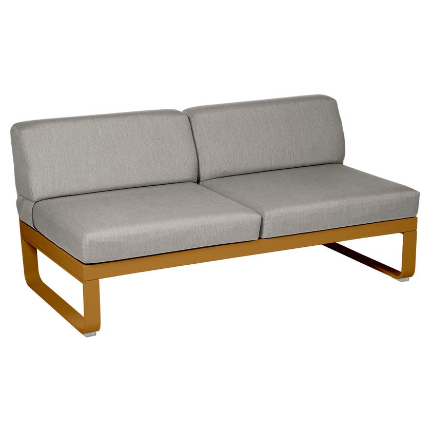 Module central BELLEVIE de Fermob, 2 places, Pain d'épices, Coussin Taupe grisé Module central BELLEVIE de Fermob, 2 places, Pain d'épices, Coussin Taupe grisé