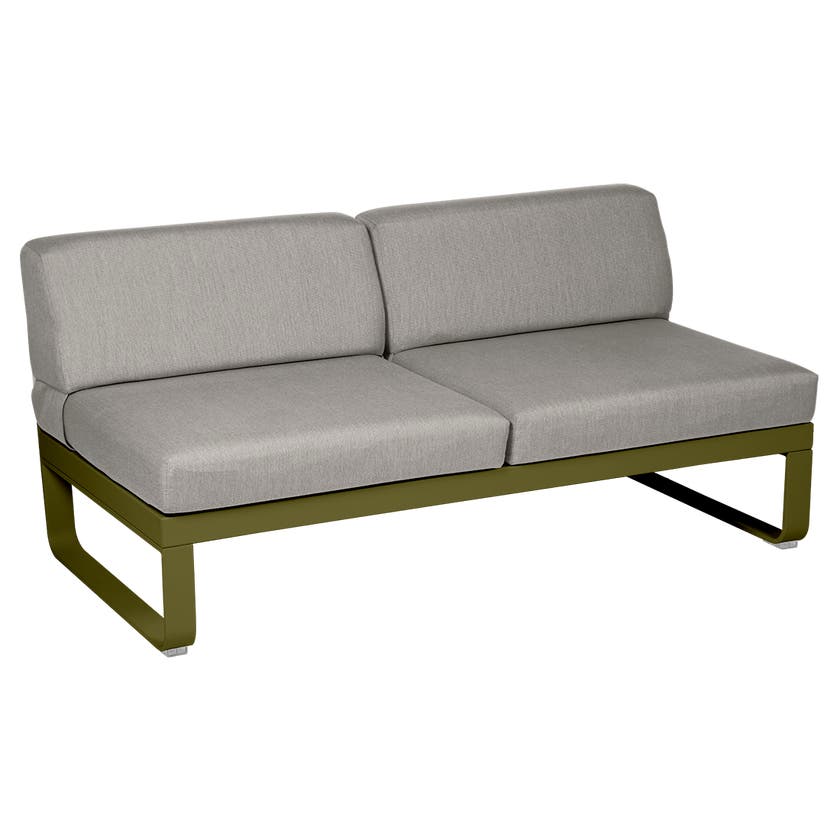 Module central BELLEVIE de Fermob, 2 places, Pesto, Coussin Taupe grisé Module central BELLEVIE de Fermob, 2 places, Pesto, Coussin Taupe grisé