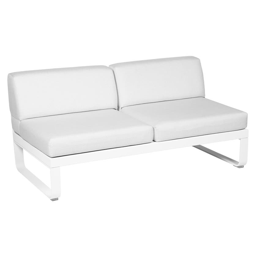 Module central BELLEVIE de Fermob, 2 places, Blanc coton, Coussin Blanc grisé Module central BELLEVIE de Fermob, 2 places, Blanc coton, Coussin Blanc grisé
