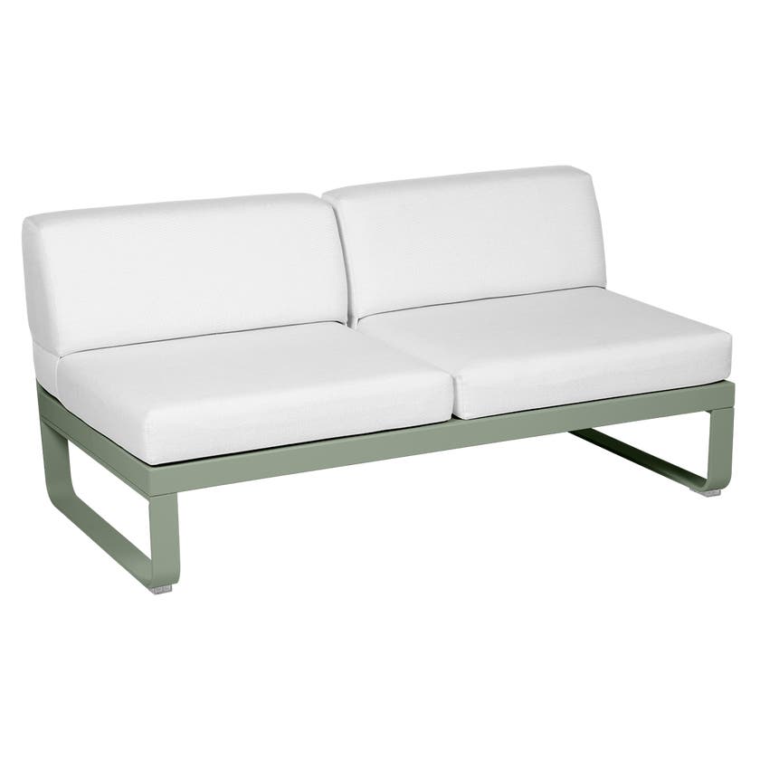 Module central BELLEVIE de Fermob, 2 places, Cactus, Coussin Blanc grisé Module central BELLEVIE de Fermob, 2 places, Cactus, Coussin Blanc grisé