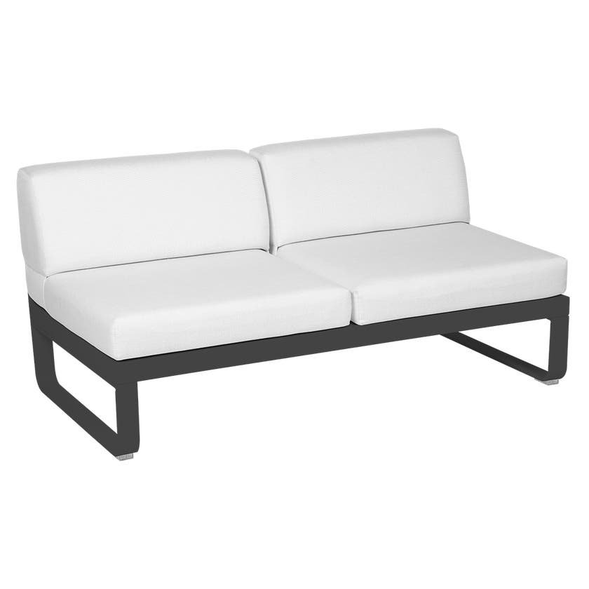 Module central BELLEVIE de Fermob, 2 places, Carbone , Coussin Blanc grisé Module central BELLEVIE de Fermob, 2 places, Carbone , Coussin Blanc grisé