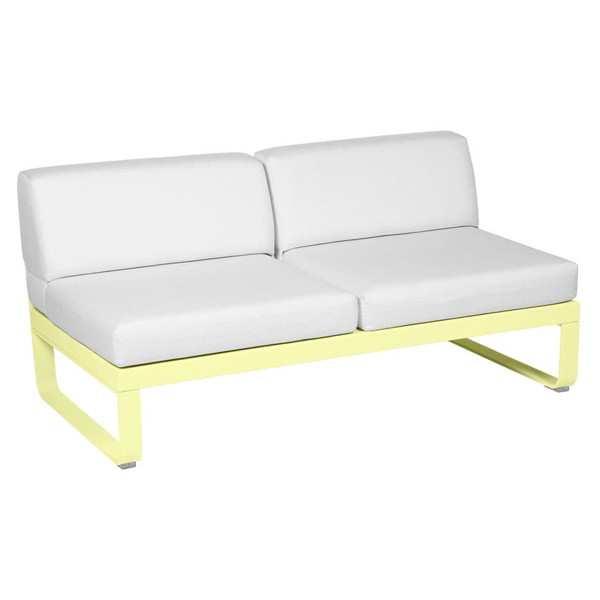Module central BELLEVIE de Fermob, 2 places, Citron givré, Coussin Blanc grisé Module central BELLEVIE de Fermob, 2 places, Citron givré, Coussin Blanc grisé