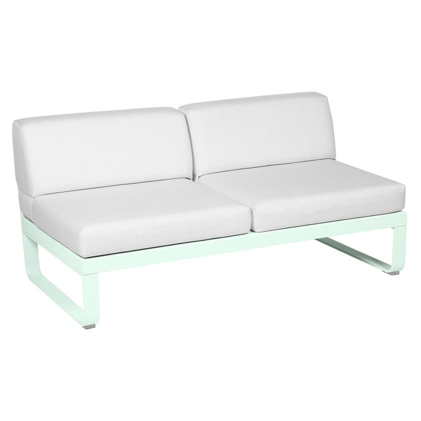 Module central BELLEVIE de Fermob, 2 places, Menthe glaciale, Coussin Blanc grisé Module central BELLEVIE de Fermob, 2 places, Menthe glaciale, Coussin Blanc grisé