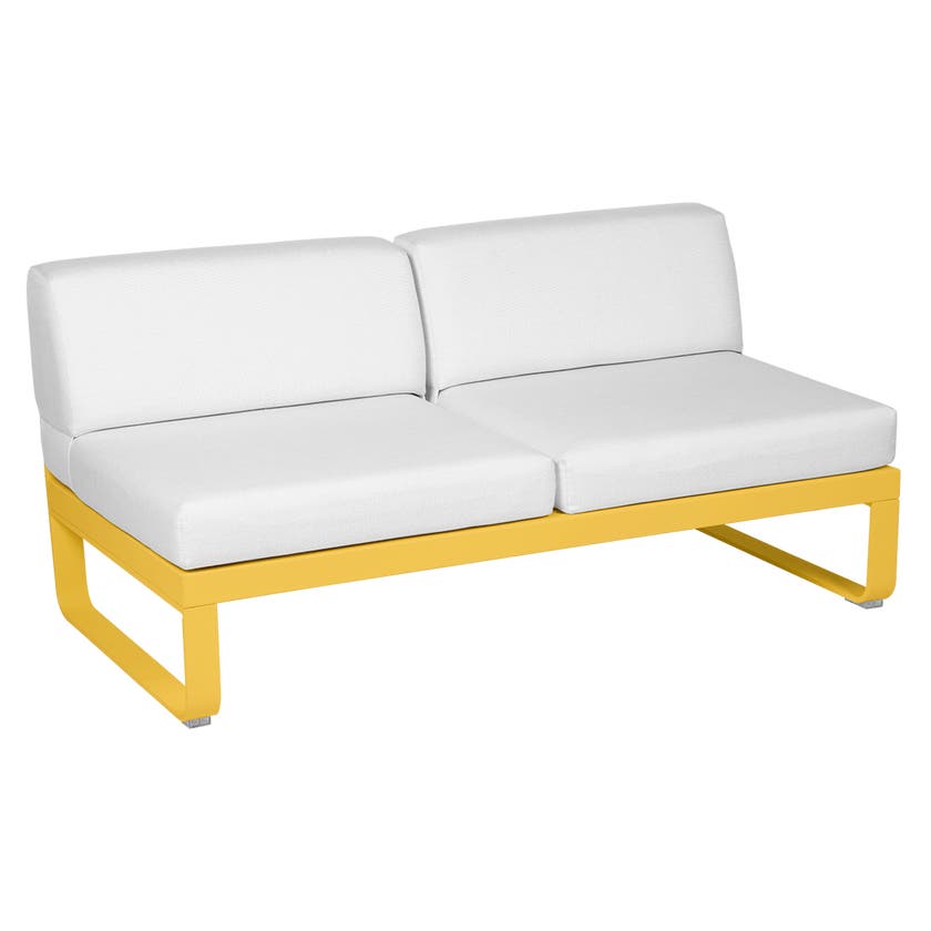 Module central BELLEVIE de Fermob, 2 places, Miel, Coussin Blanc grisé Module central BELLEVIE de Fermob, 2 places, Miel, Coussin Blanc grisé