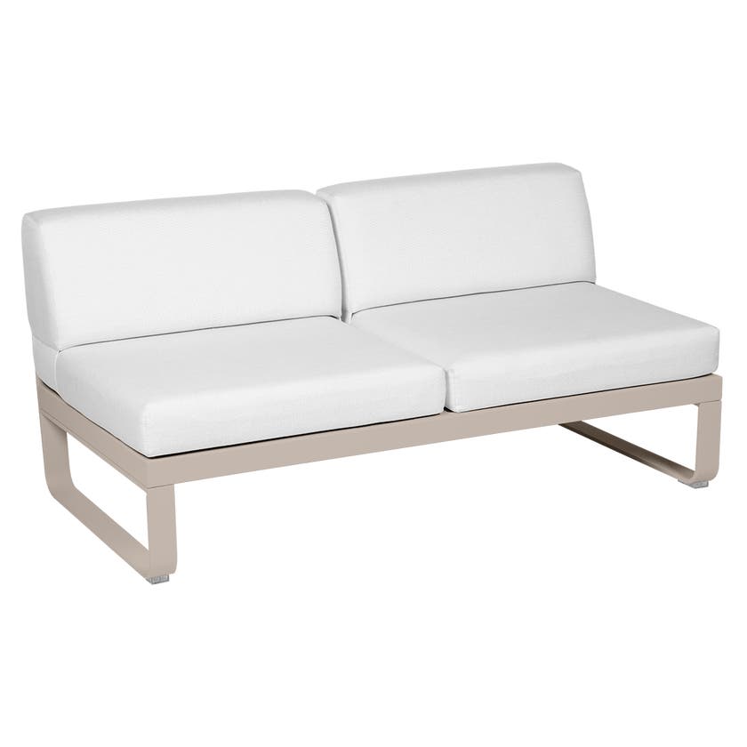 Module central BELLEVIE de Fermob, 2 places, Muscade, Coussin Blanc grisé Module central BELLEVIE de Fermob, 2 places, Muscade, Coussin Blanc grisé