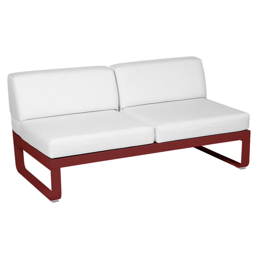 Module central BELLEVIE de Fermob, 2 places, Piment, Coussin Blanc grisé Module central BELLEVIE de Fermob, 2 places, Piment, Coussin Blanc grisé