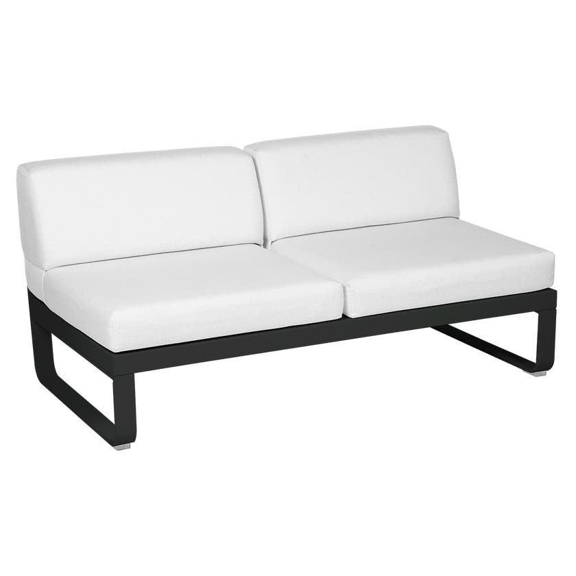 Module central BELLEVIE de Fermob, 2 places, Réglisse, Coussin Blanc grisé Module central BELLEVIE de Fermob, 2 places, Réglisse, Coussin Blanc grisé