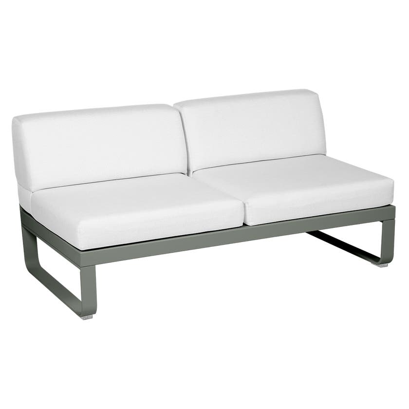 Module central BELLEVIE de Fermob, 2 places, Romarin, Coussin Blanc grisé Module central BELLEVIE de Fermob, 2 places, Romarin, Coussin Blanc grisé