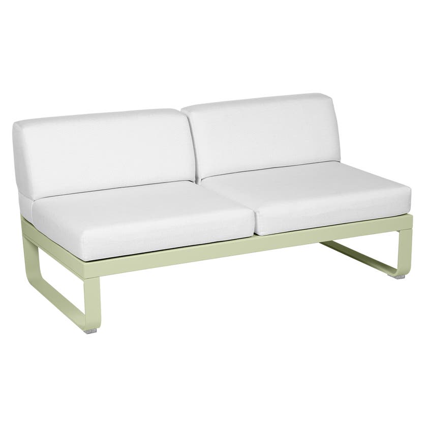 Module central BELLEVIE de Fermob, 2 places, Tilleul, Coussin Blanc grisé Module central BELLEVIE de Fermob, 2 places, Tilleul, Coussin Blanc grisé