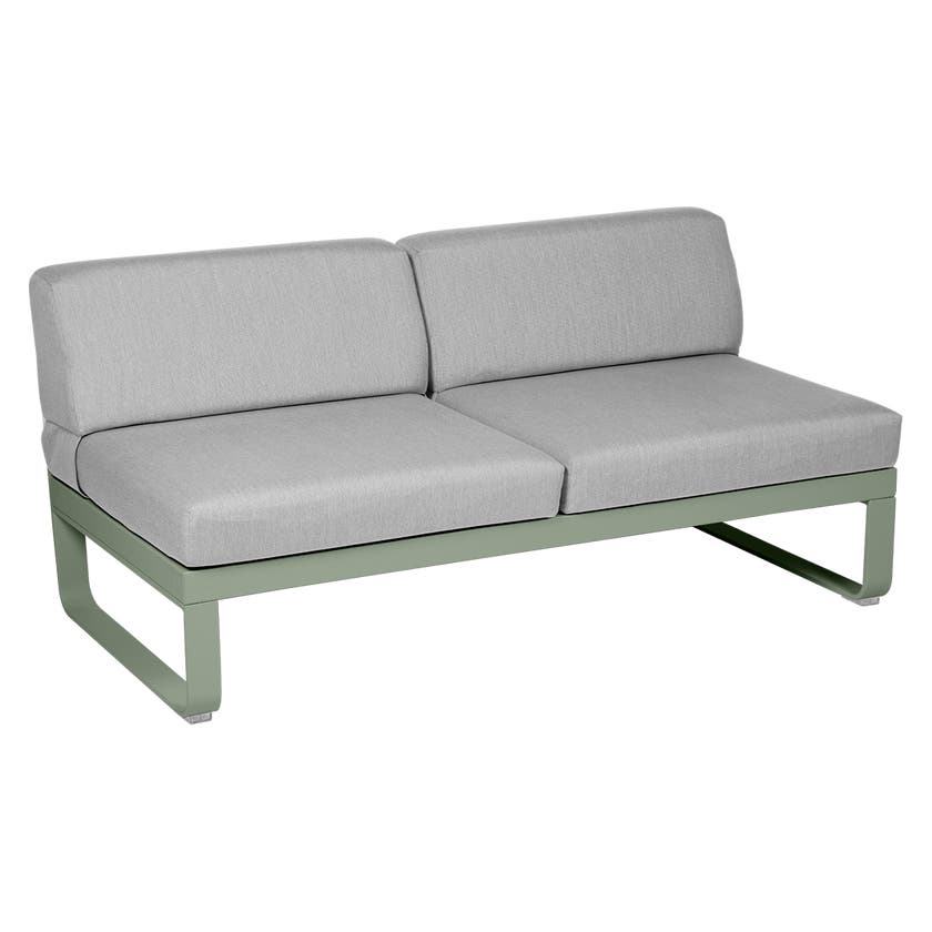 Module central BELLEVIE de Fermob, 2 places, Cactus, Coussin Gris flanelle Module central BELLEVIE de Fermob, 2 places, Cactus, Coussin Gris flanelle