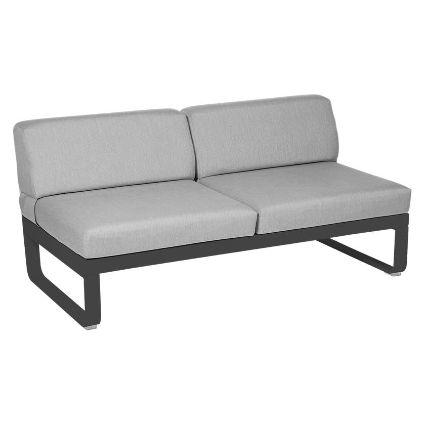 Module central BELLEVIE de Fermob, 2 places, Carbone , Coussin Gris flanelle Module central BELLEVIE de Fermob, 2 places, Carbone , Coussin Gris flanelle