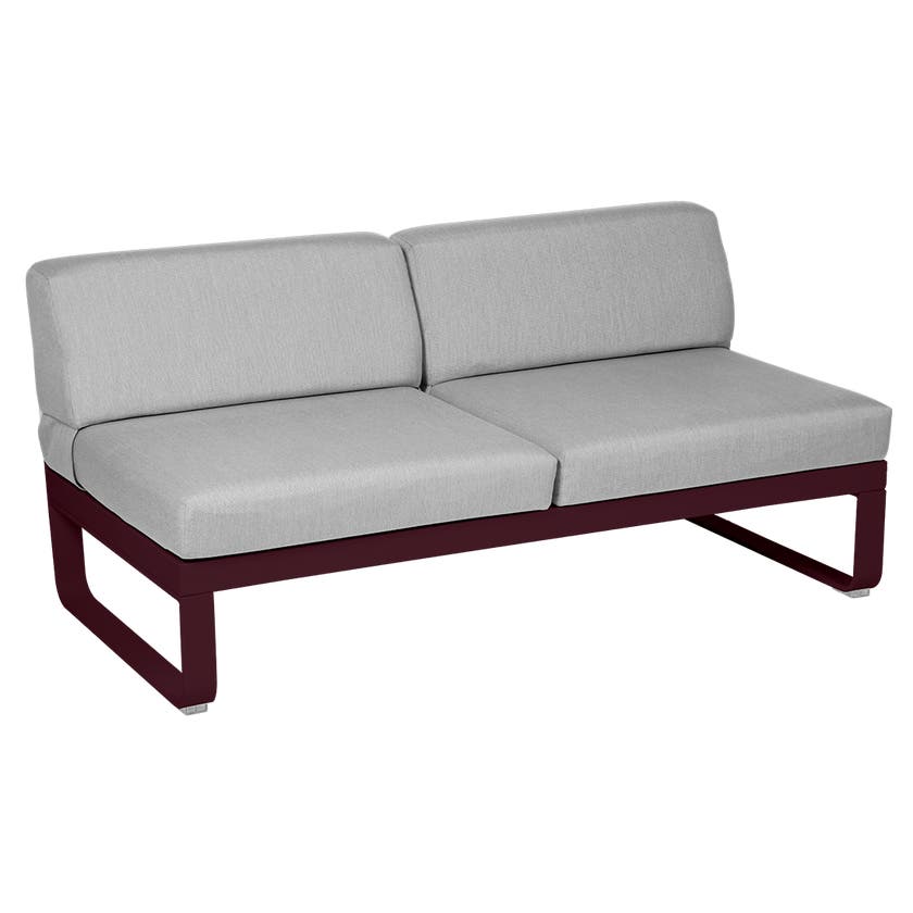 Module central BELLEVIE de Fermob, 2 places, Cerise noire, Coussin Gris flanelle Module central BELLEVIE de Fermob, 2 places, Cerise noire, Coussin Gris flanelle
