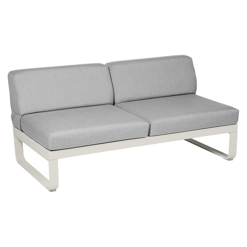 Module central BELLEVIE de Fermob, 2 places, Gris argile, Coussin Gris flanelle Module central BELLEVIE de Fermob, 2 places, Gris argile, Coussin Gris flanelle