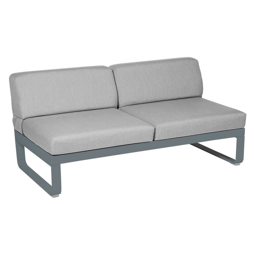 Module central BELLEVIE de Fermob, 2 places, Gris orage, Coussin Gris flanelle Module central BELLEVIE de Fermob, 2 places, Gris orage, Coussin Gris flanelle