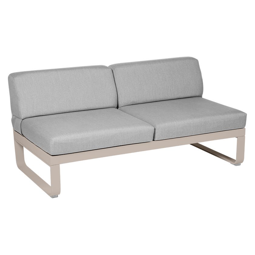 Module central BELLEVIE de Fermob, 2 places, Muscade, Coussin Gris flanelle Module central BELLEVIE de Fermob, 2 places, Muscade, Coussin Gris flanelle
