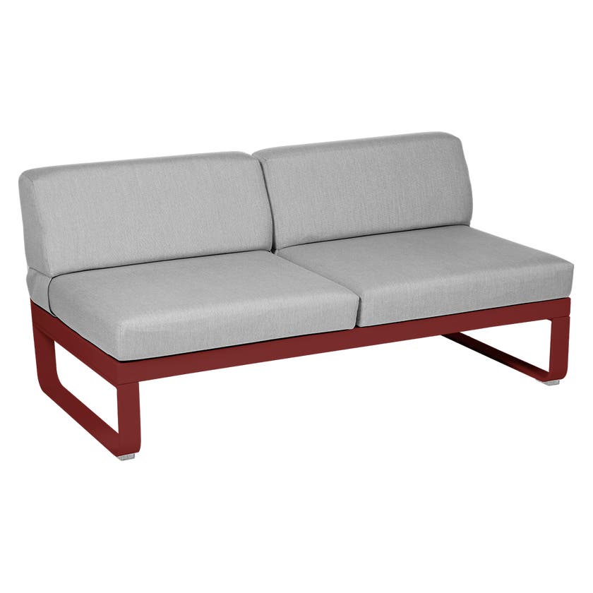 Module central BELLEVIE de Fermob, 2 places, Piment, Coussin Gris flanelle Module central BELLEVIE de Fermob, 2 places, Piment, Coussin Gris flanelle