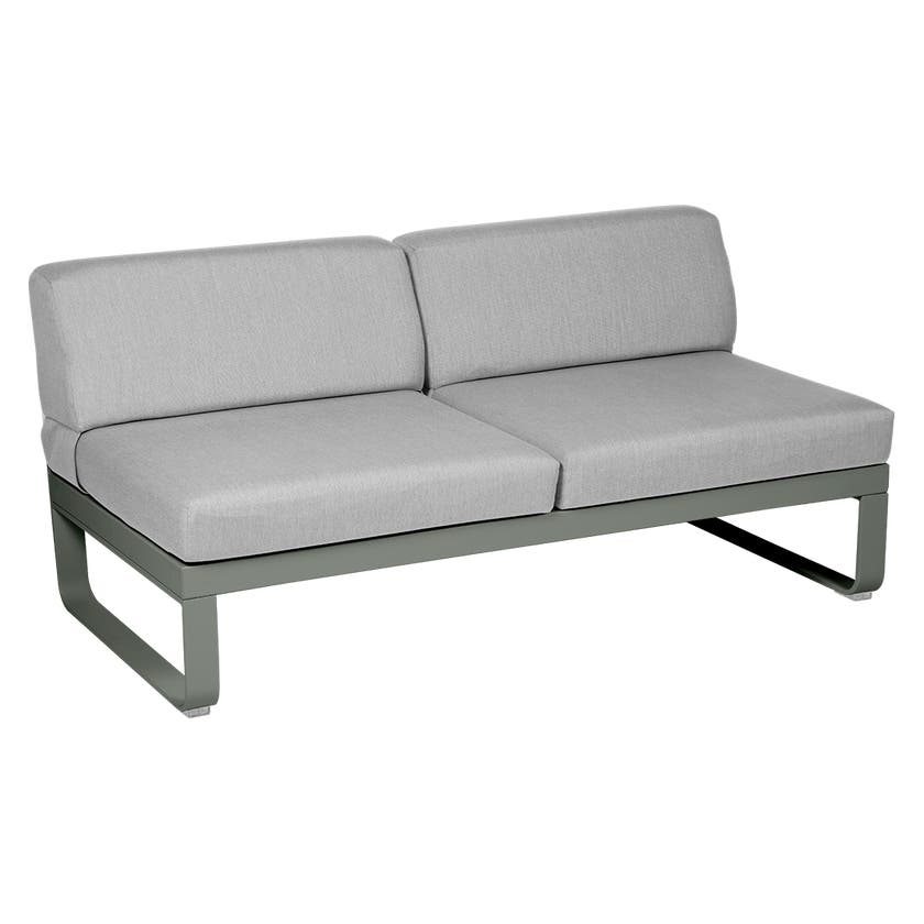Module central BELLEVIE de Fermob, 2 places, Romarin, Coussin Gris flanelle Module central BELLEVIE de Fermob, 2 places, Romarin, Coussin Gris flanelle