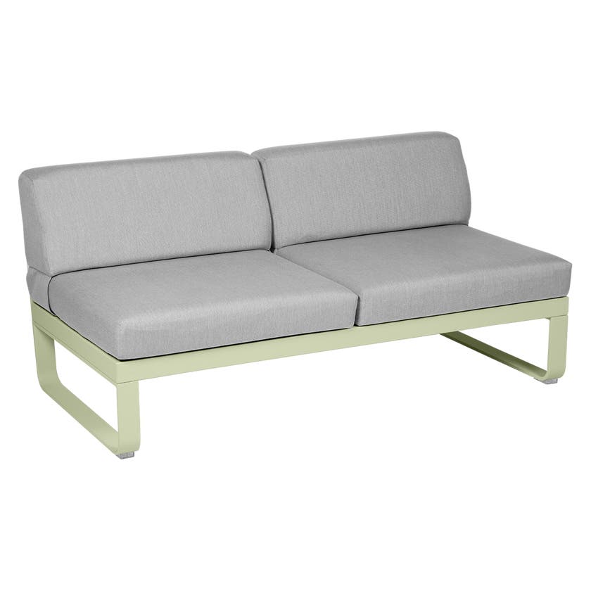 Module central BELLEVIE de Fermob, 2 places, Tilleul, Coussin Gris flanelle Module central BELLEVIE de Fermob, 2 places, Tilleul, Coussin Gris flanelle