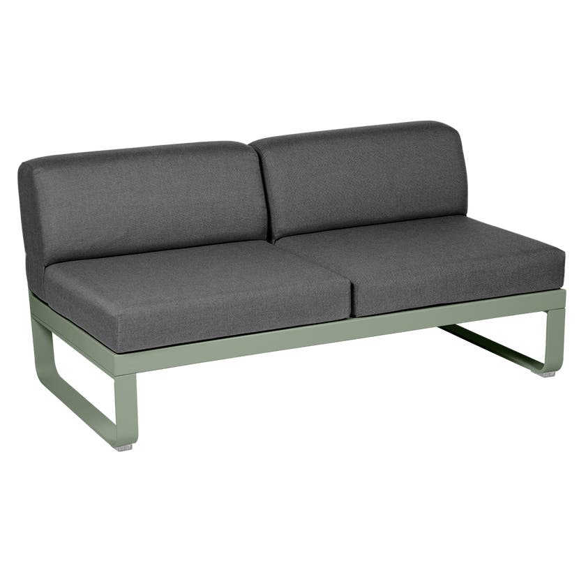 Module central BELLEVIE de Fermob, 2 places, Cactus, coussin gris graphite Module central BELLEVIE de Fermob, 2 places, Cactus, coussin gris graphite