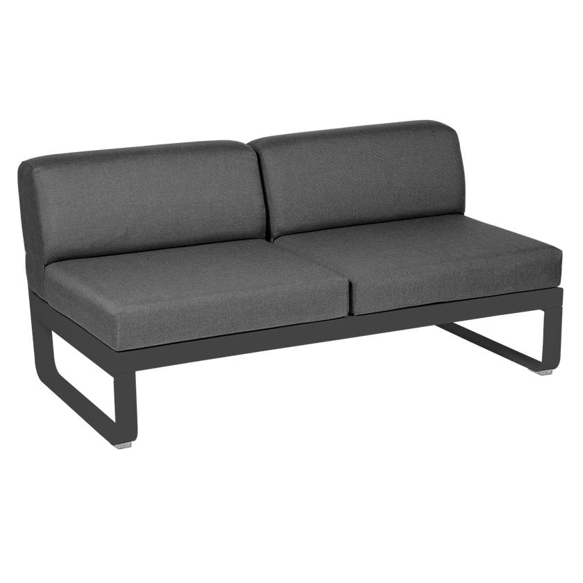 Module central BELLEVIE de Fermob, 2 places, Carbone , coussin gris graphite Module central BELLEVIE de Fermob, 2 places, Carbone , coussin gris graphite