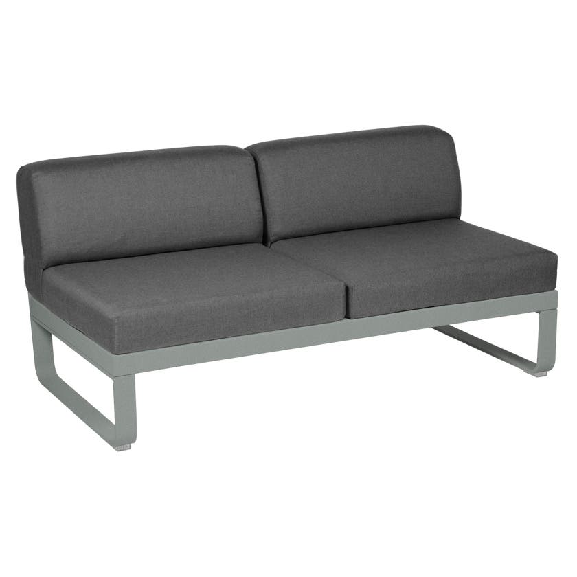 Module central BELLEVIE de Fermob, 2 places, Gris lapilli, Coussin Gris graphite Module central BELLEVIE de Fermob, 2 places, Gris lapilli, Coussin Gris graphite