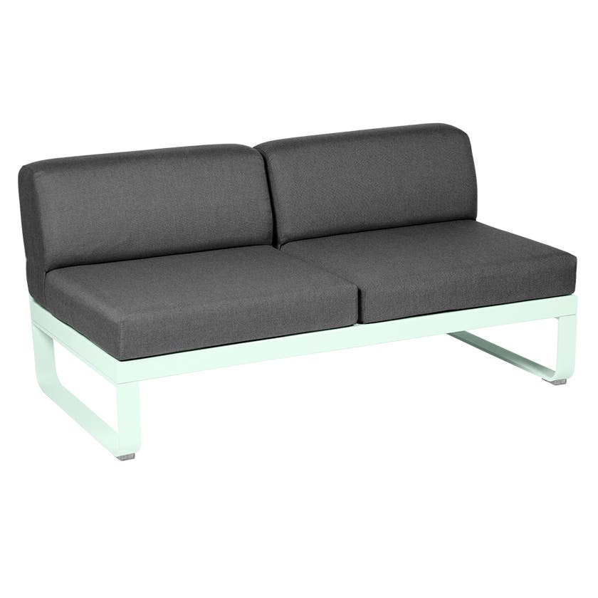 Module central BELLEVIE de Fermob, 2 places, Menthe glaciale, coussin gris graphite Module central BELLEVIE de Fermob, 2 places, Menthe glaciale, coussin gris graphite